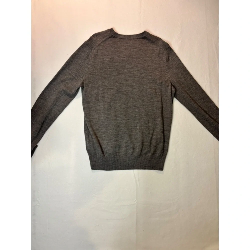 Banana Republic Sweater Mens L‎ Grey Excellent Merino Wool V-Neck Long Sleeve